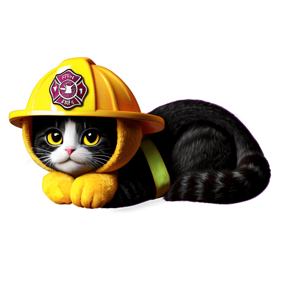 Firefighter Cat Emoji PNG 05252024