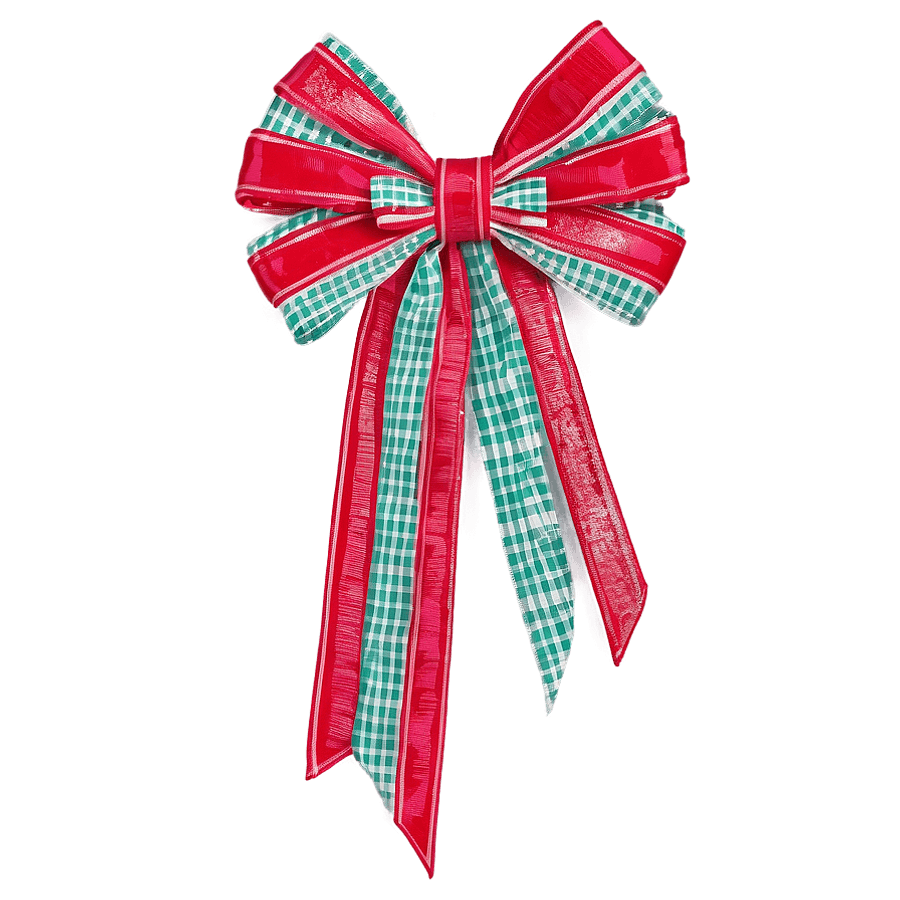 Charming Gingham Christmas Bow PNG gnr94