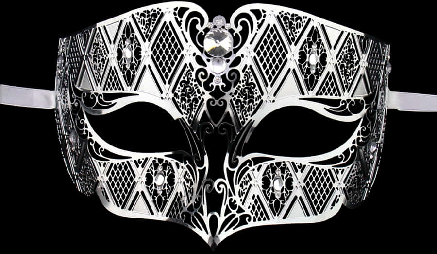 Silver Series Diamond Design Laser Cut Venetian Masquerade - Silver Masquerade Mask Png, Transparent Png