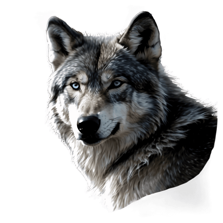 Black and White Alpha Wolf PNG 06292024