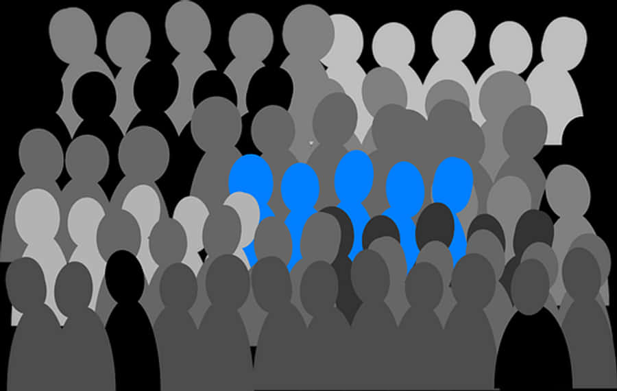 Silhouetted Crowd Standing Out Concept