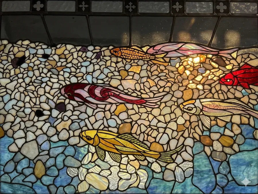 Koi Fish Aesthetic,Koi Fish,Glass Animals,Stained Glass,Art,Creative,Fish,Fish Aesthetic,Glass,Art Deco