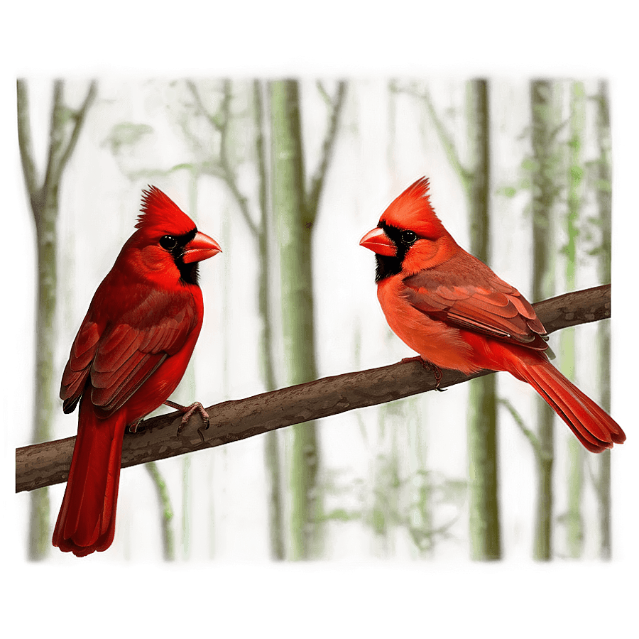 Red Cardinal Pair PNG rfm20