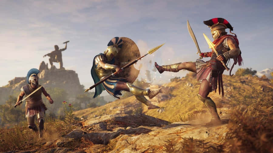 1920x1080Hintergrundbild von Assassin's Creed Odyssey Kampfszene