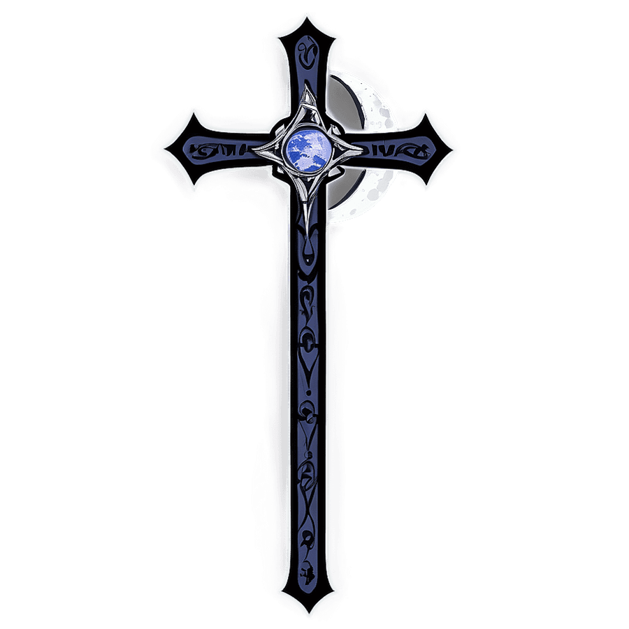 Gothic Cross with Moon PNG 95