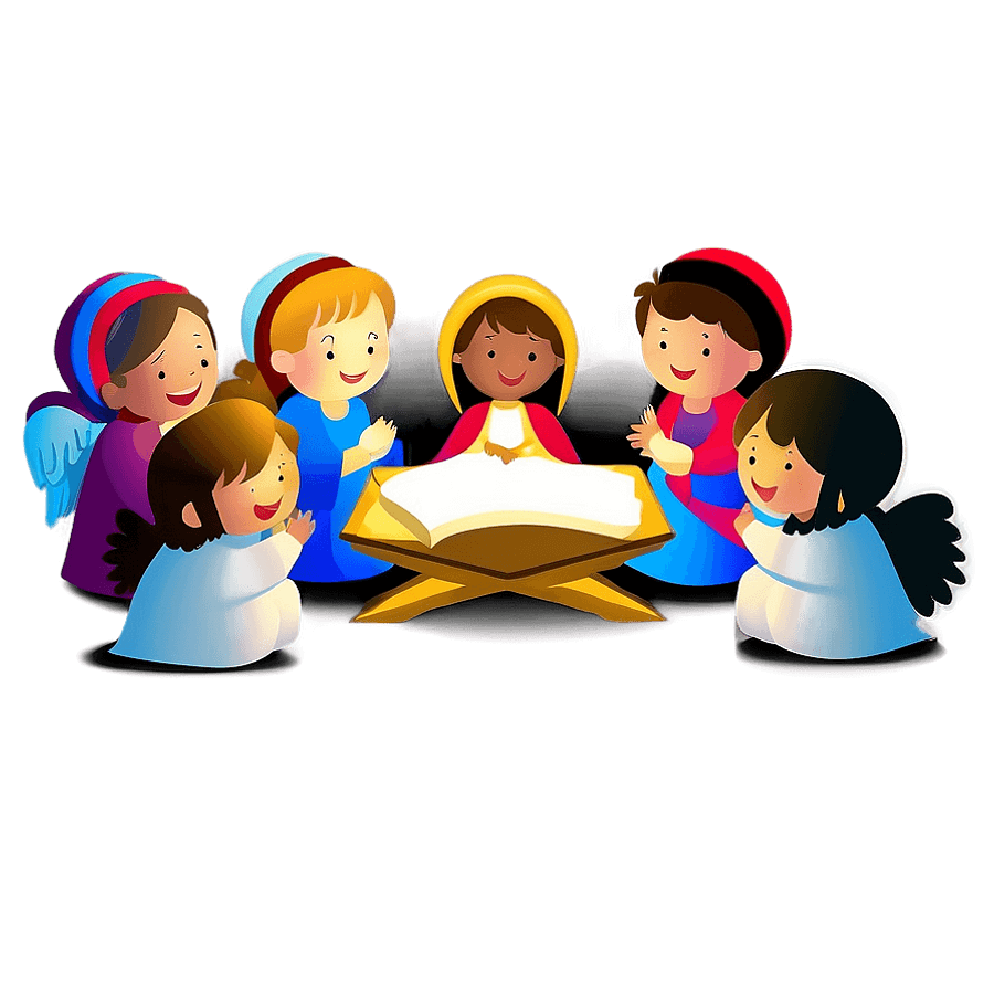 Nativity Scene with Angel Choir PNG 33