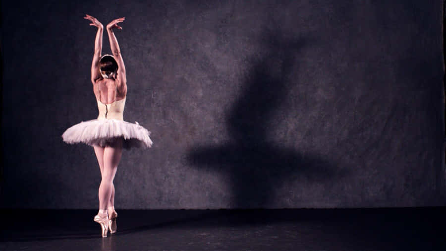 En yndig balletdanser midt i præstationen.