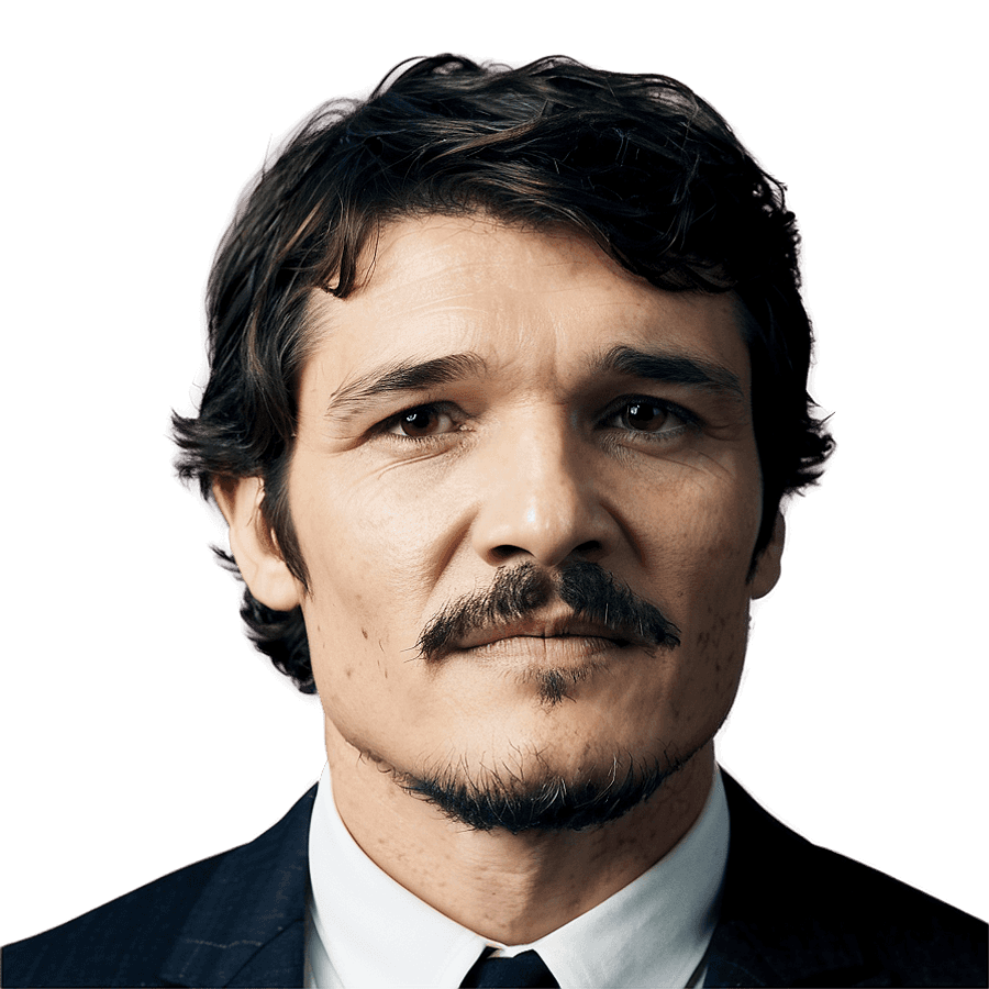 Black and White Pedro Pascal PNG 05242024