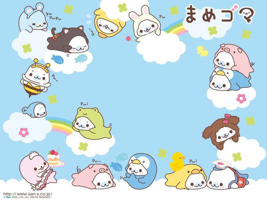 Download Rainbow Animals Kawaii Cover Wallpaper | Wallpapers.com