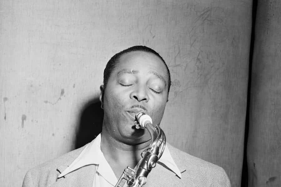 Jazz Saksofonistin Esitys Mustavalkoinen