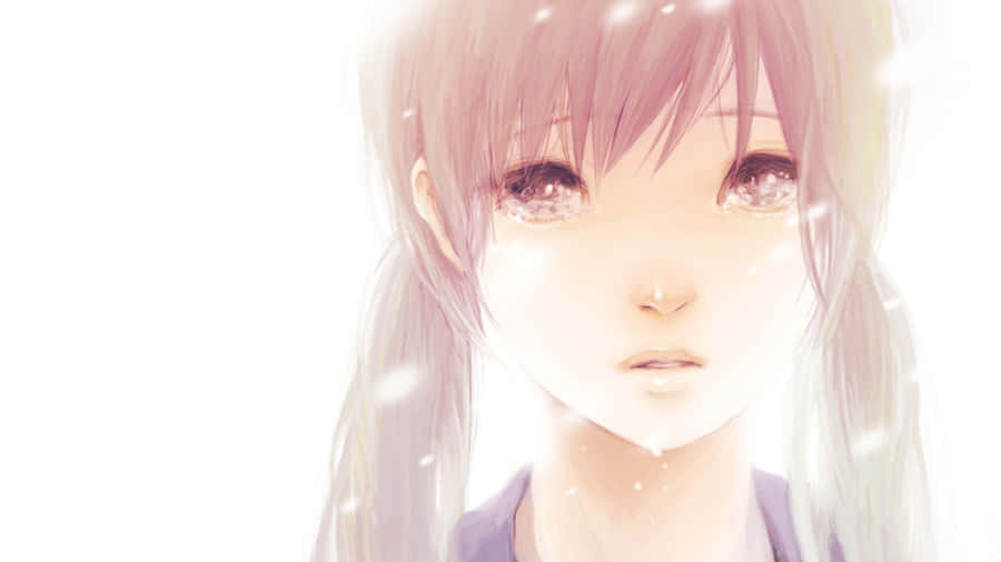 Garota Anime em Lagrimas sob Luz Suave