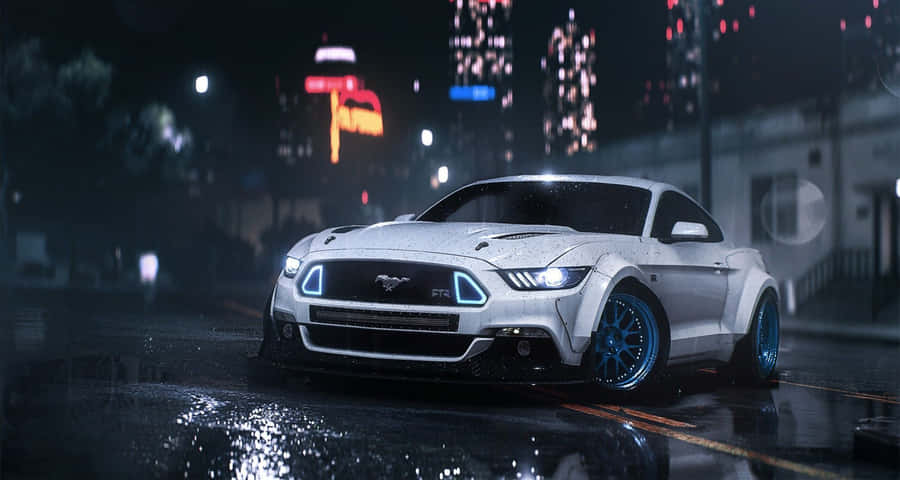 Cooleweiße Mustang-Autobild