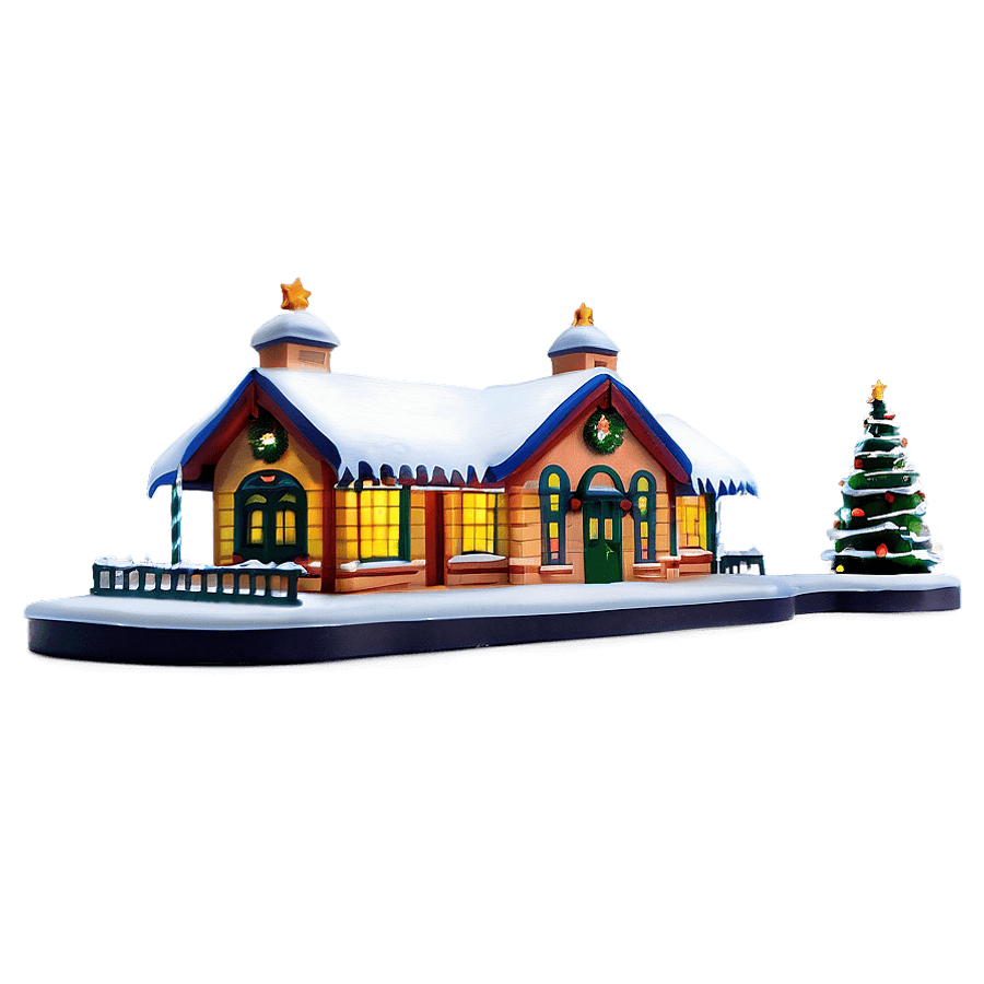 Christmas Village Train Station PNG 25