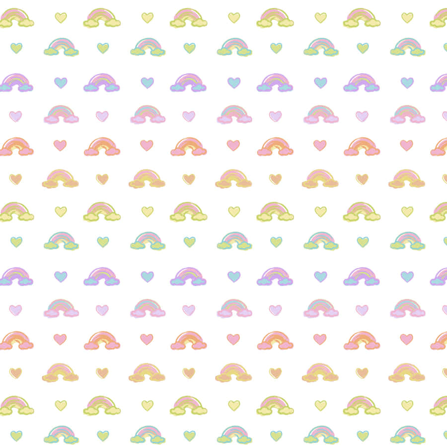 Padrão de Arco-íris e Corações em Tons Pastel