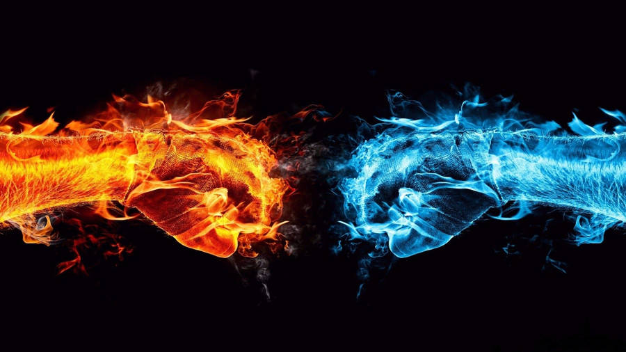 Red And Blue Fire Fist wallpaper. 