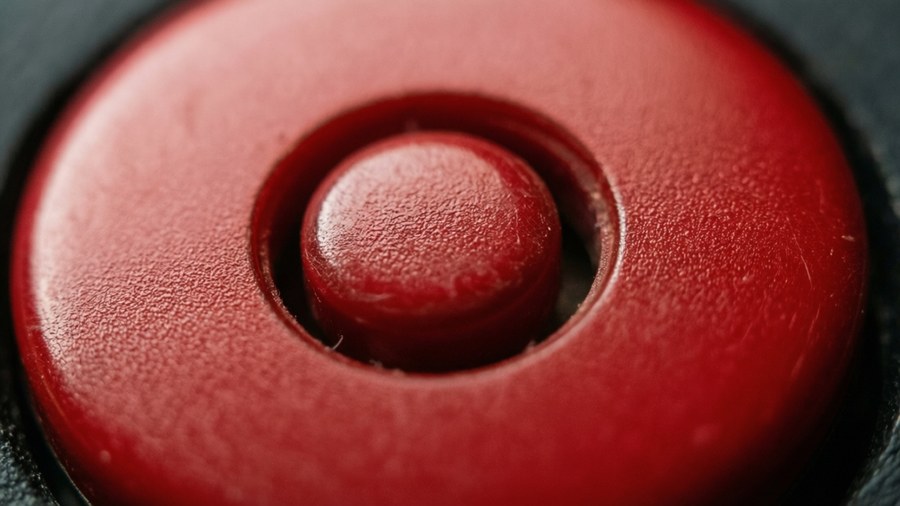 Macro photography wallpaper of a red button with a circle shape.