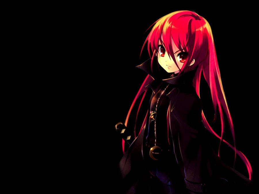 Girl with red hair in dark anime wallpaper