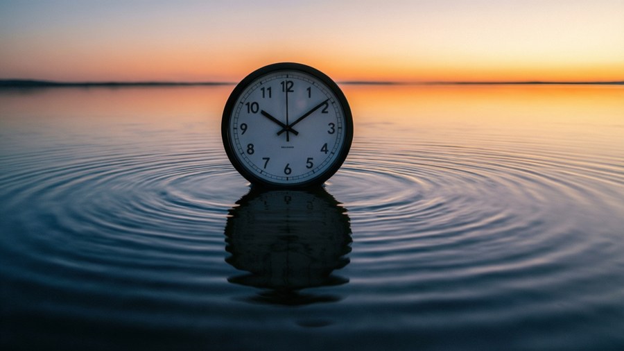 Reflected Sunset Clock Wallpaper