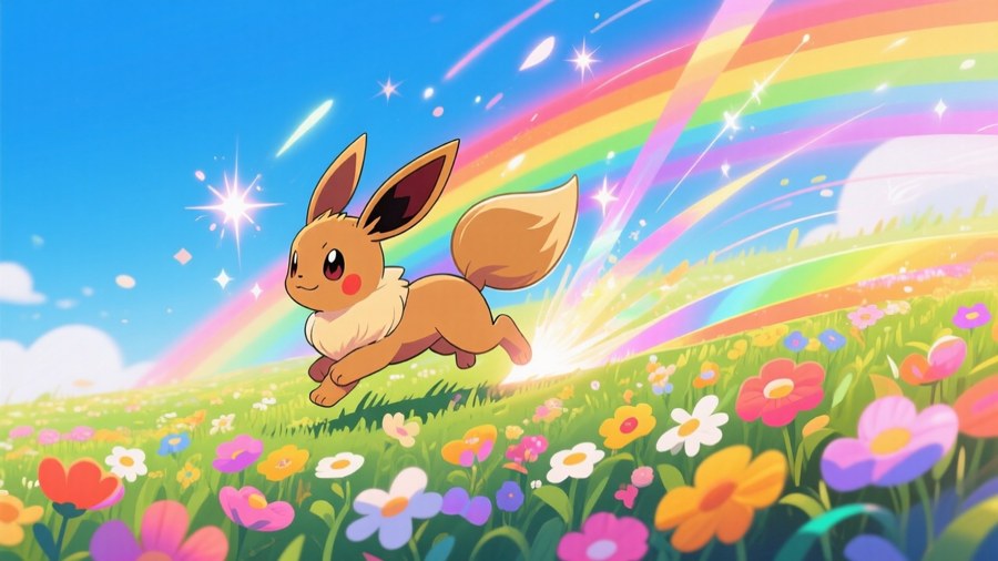 Regnbåge Eevee Spring Bakgrundsbilder
