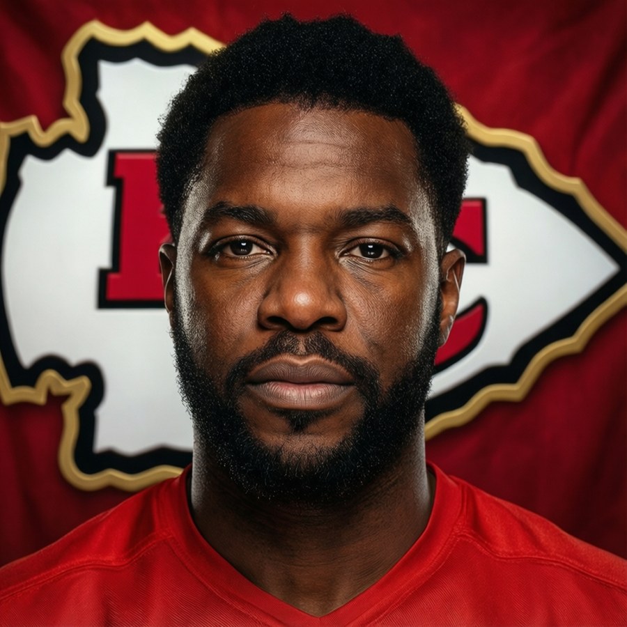 Willie Gay portrait with Chiefs branding.