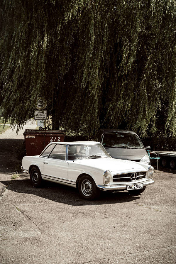 Retro Mercedes Benz vintage white car wallpaper