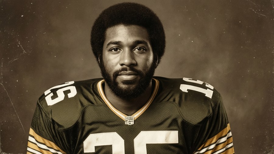 Vintage-style portrait of Wicks in throwback uniform.