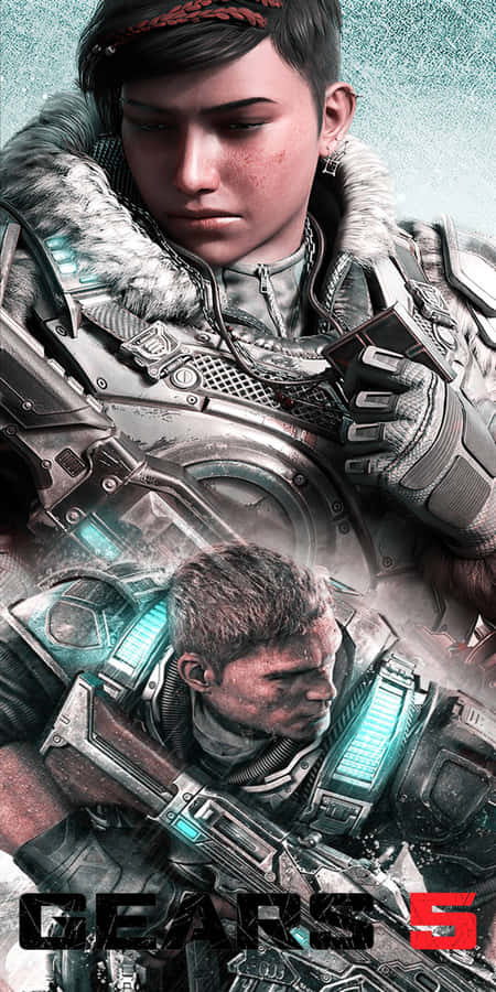Retratode dois personagens Pixel 3 Gears Of War 5 como papel de parede.