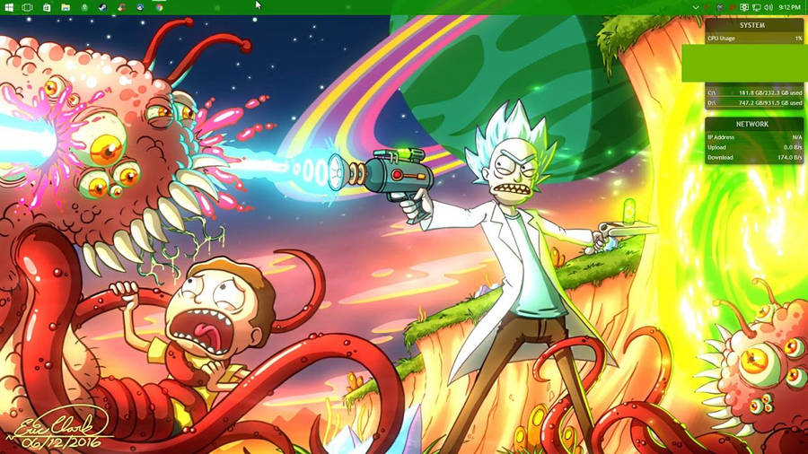 Download Rick And Morty Fighting Aliens Wallpaper | Wallpapers.com