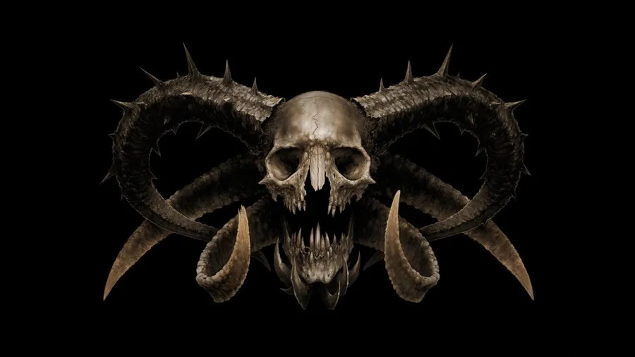 Spiky Devil Skeleton Head wallpaper
