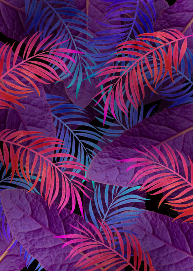 Folhasde Palmeira Tropical em Cores Vibrantes