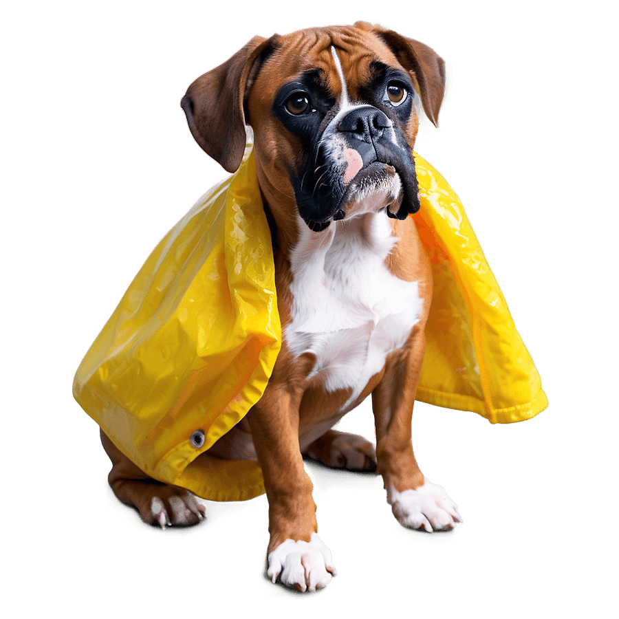 Boxer Dog in Raincoat PNG 22