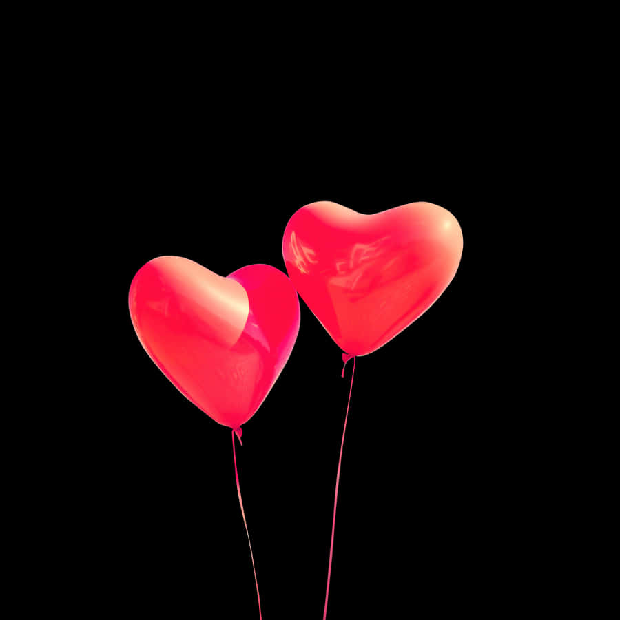Heart Shaped Balloonson Black Background