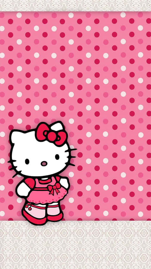 Hello Kitty Pink Prikket Baggrund
