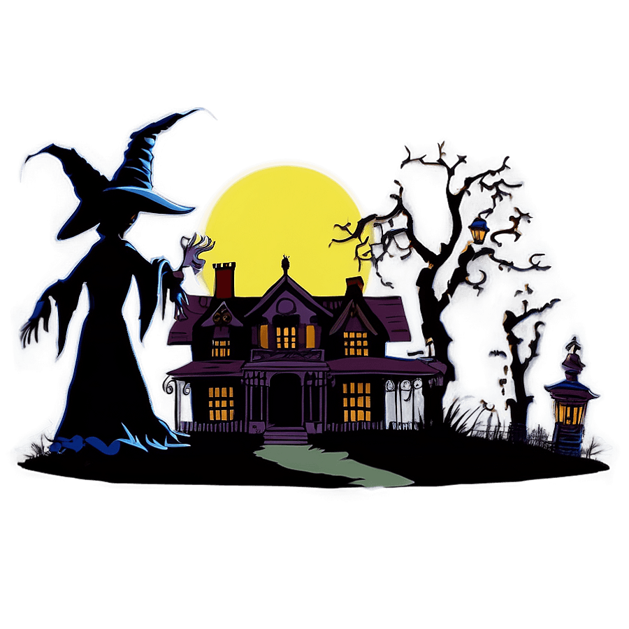 Haunted Mansion with Witch PNG vjl13