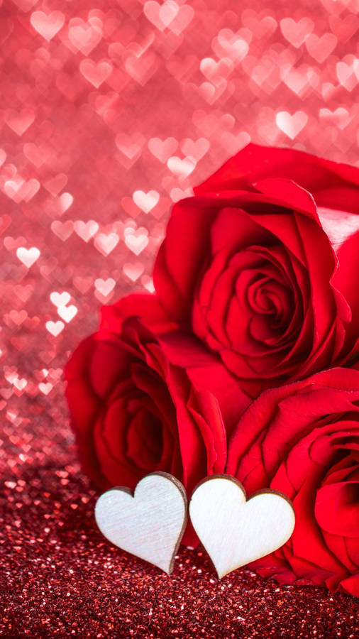 Download Romantic Rose With White Hearts Wallpaper | Wallpapers.com