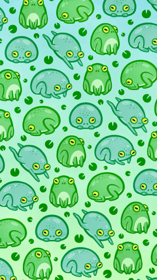 Download Rounded Kawaii Frog In Pattern Wallpaper | Wallpapers.com
