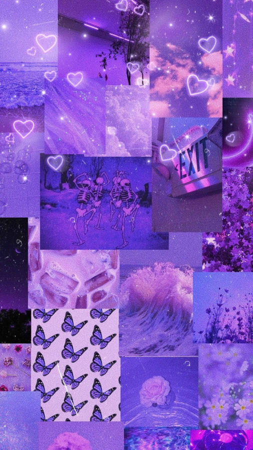 "EntdeckenSie eine ästhetische Collage in Dunkelviolett"