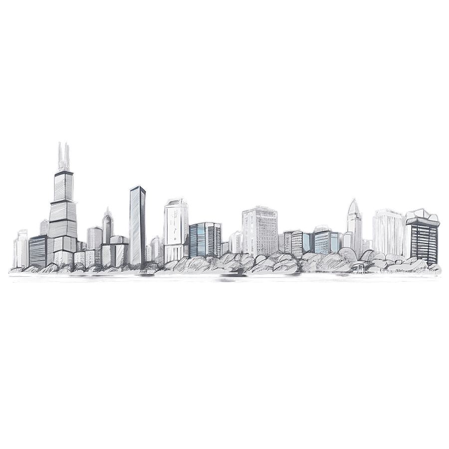Hand-Drawn Chicago Skyline PNG bqg