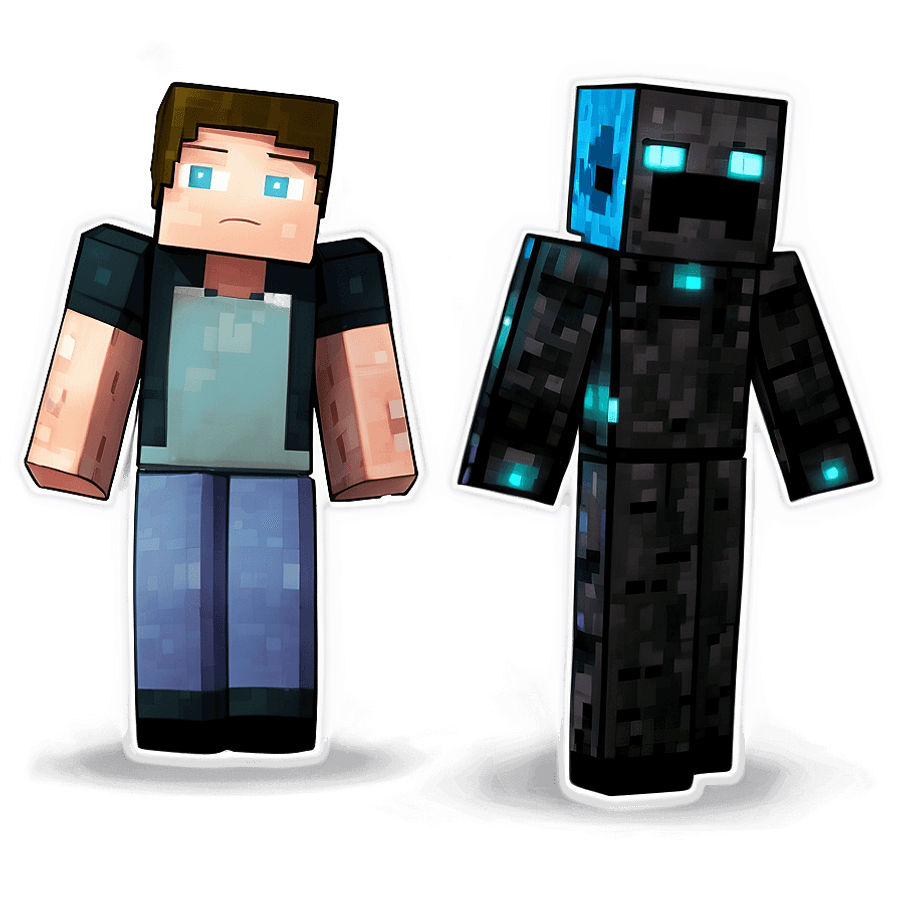 Steve and Enderman Minecraft PNG cwi