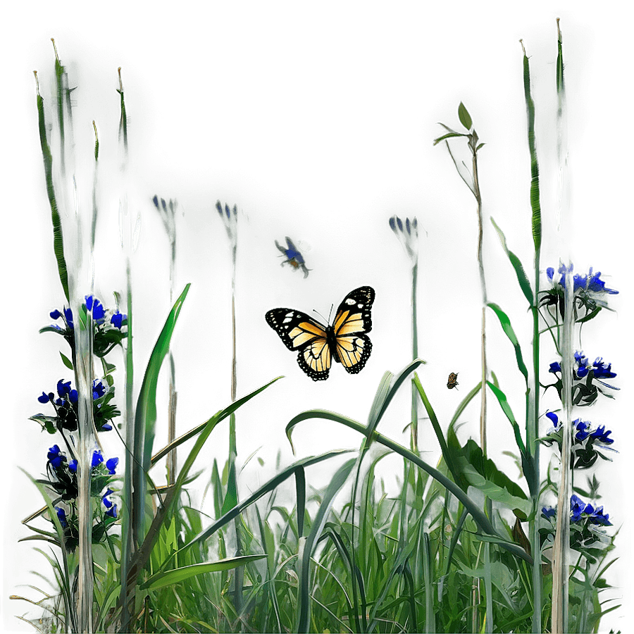 Wild Grass and Butterflies PNG 86