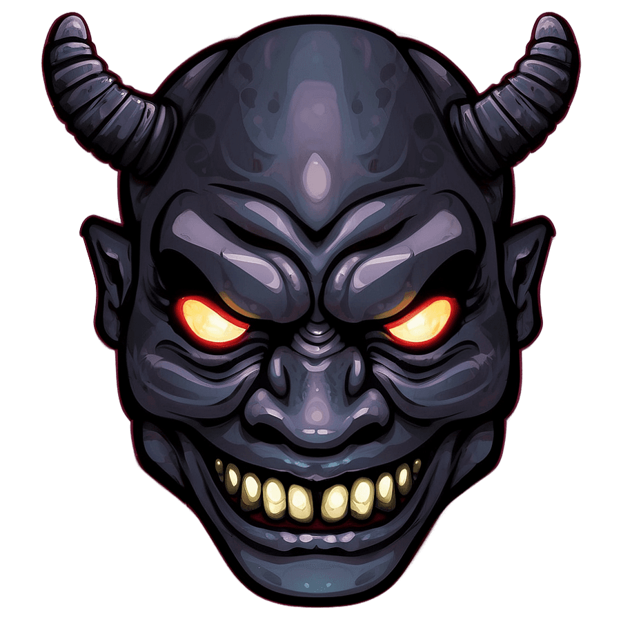 Creepy Oni Mask Illustration PNG 70