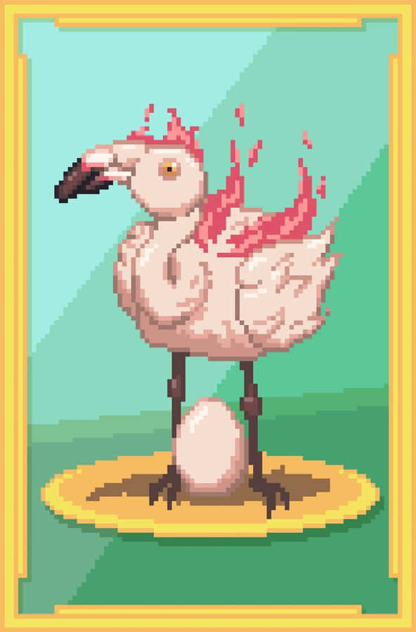 Pixel-Art Flamingo-Ei schlüpfen