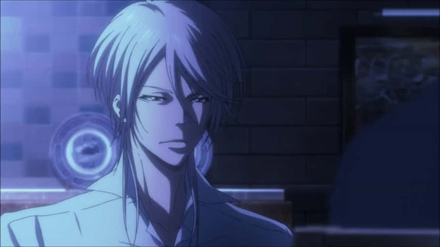 Sguardointenso di Shogo Makishima nel mondo degli anime.