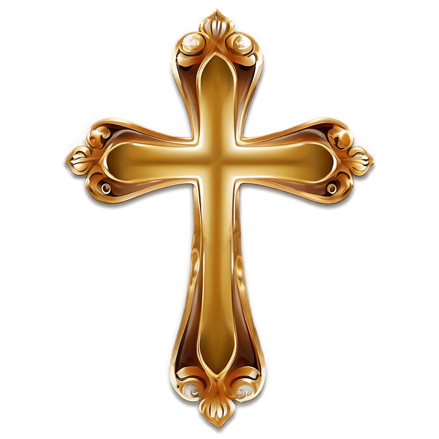 Detailed Gold Cross Art PNG ana97