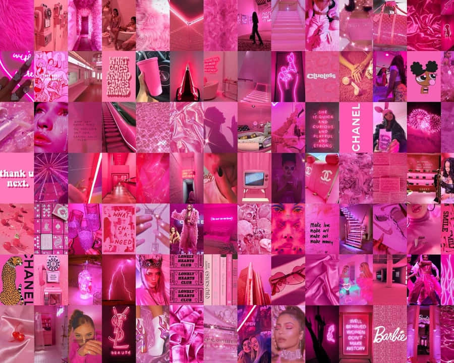 Papel de Parede de Colagem Estética Rosa Choque