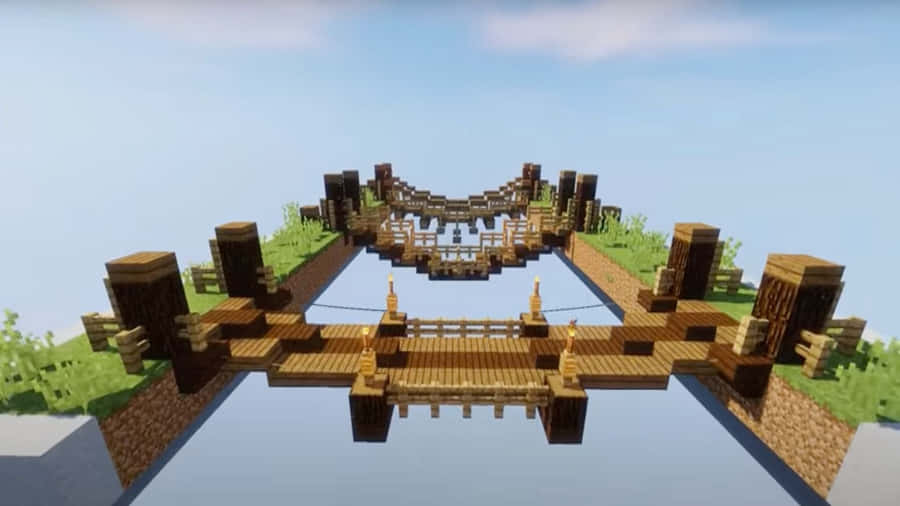 MinecraftBrücken 1920 x 1080 Hintergrundbild
