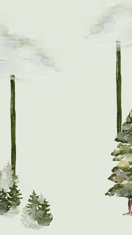 Foresta Nebbiosa Pittura ad Acquerello