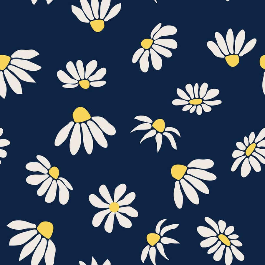 Vintage Gänseblümchen Muster Dunkelblauer Hintergrund