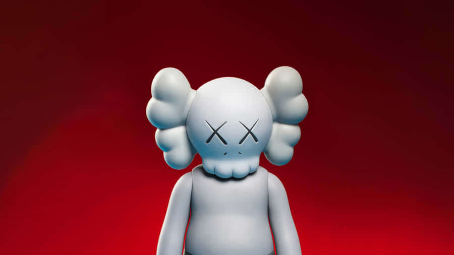 Figura d'Arte Kaws Companion su Sfondo Rosso