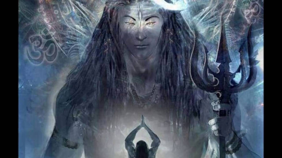 ShivTandav Shiva betrachtet seinen Anhänger.